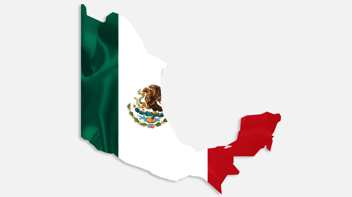 Flagge und Umriss von Mexiko