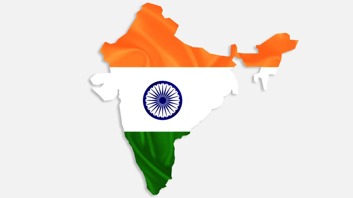 Flagge und Umriss von Indien
