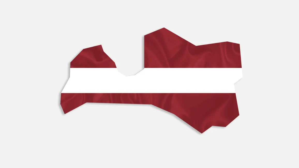Flagge und Umriss von Lettland
